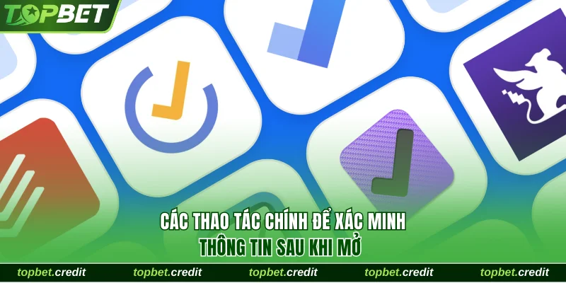 Các thao tác chính để xác minh thông tin sau khi mở