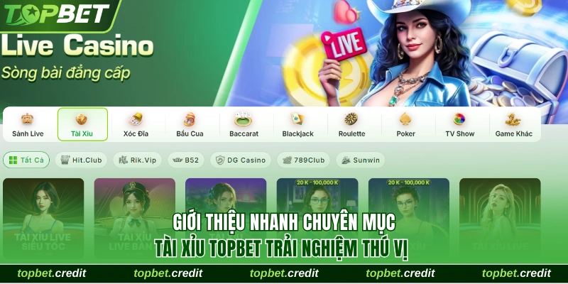 Giới thiệu nhanh mục game tài xỉu TopBet