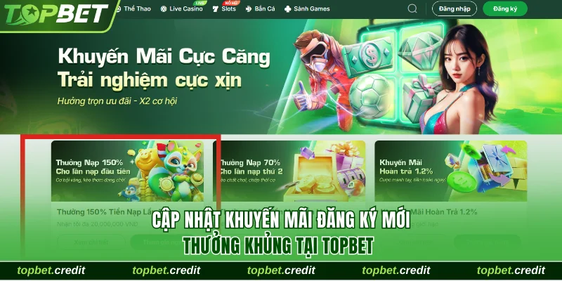 Cập Nhật Khuyến Mãi Đăng Ký Mới Thưởng Khủng Tại TopBet 1 Khuyến mãi đăng ký mới