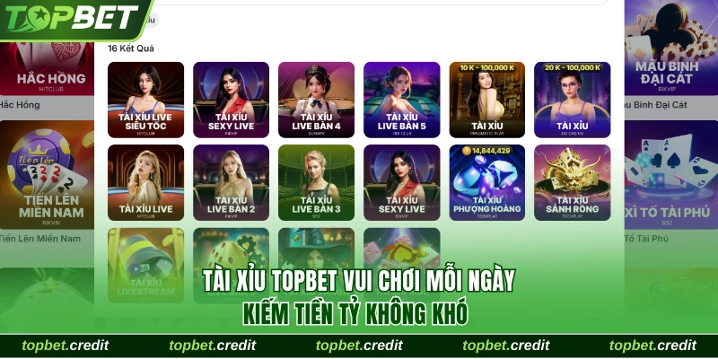 Tài xỉu TopBet credit